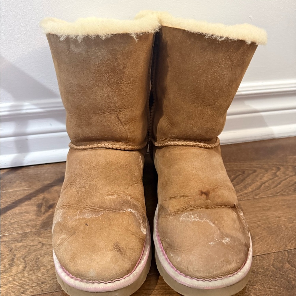 UGG Tan Boots with Pink Accents
